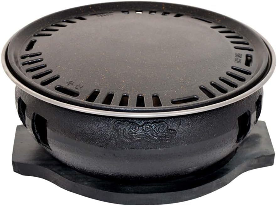 Portable BBQ Grill, Korean BBQ Grill Charcoal Cast Iron 5-10 People Indoor Outdoor Multicolor(A)