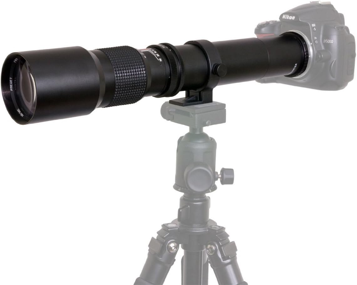 High-Power 500mm/1000mm f/8 Manual Telephoto Lens + Tripod + SLR Backpack for Nikon D500, D600, D700, D750, D800, D810, D850, D3300, D3400, D5300, D5500, D5600, D7000, D7100, D7200, D7500 Digital SLR