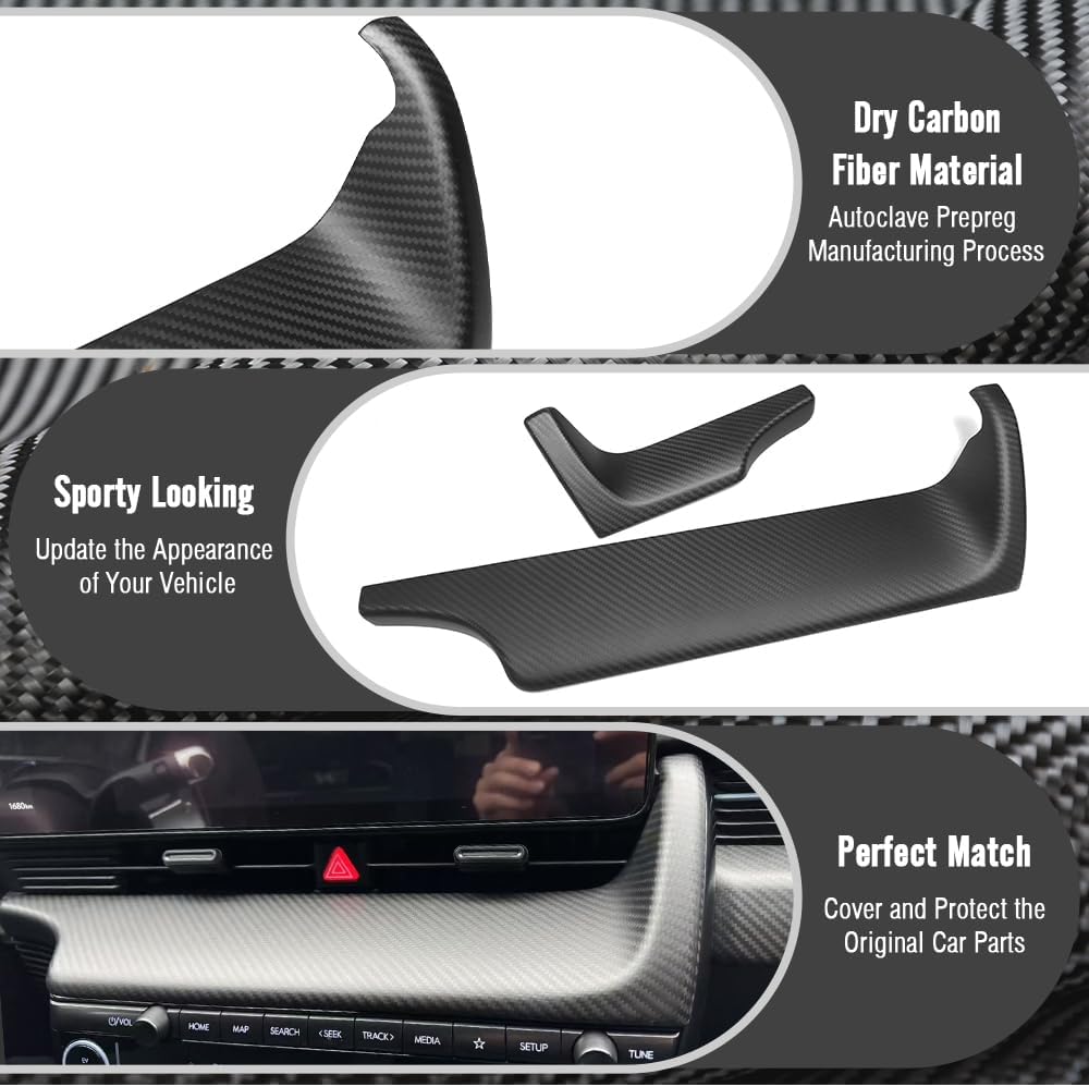 Genuine Carbon Fiber Center Consoles Dashboard Trin for Hyundai Ioniq 5 N Line N NE Limited XRT SEL Long Range 2022 2023 2024 2025 (Matte Carbon)