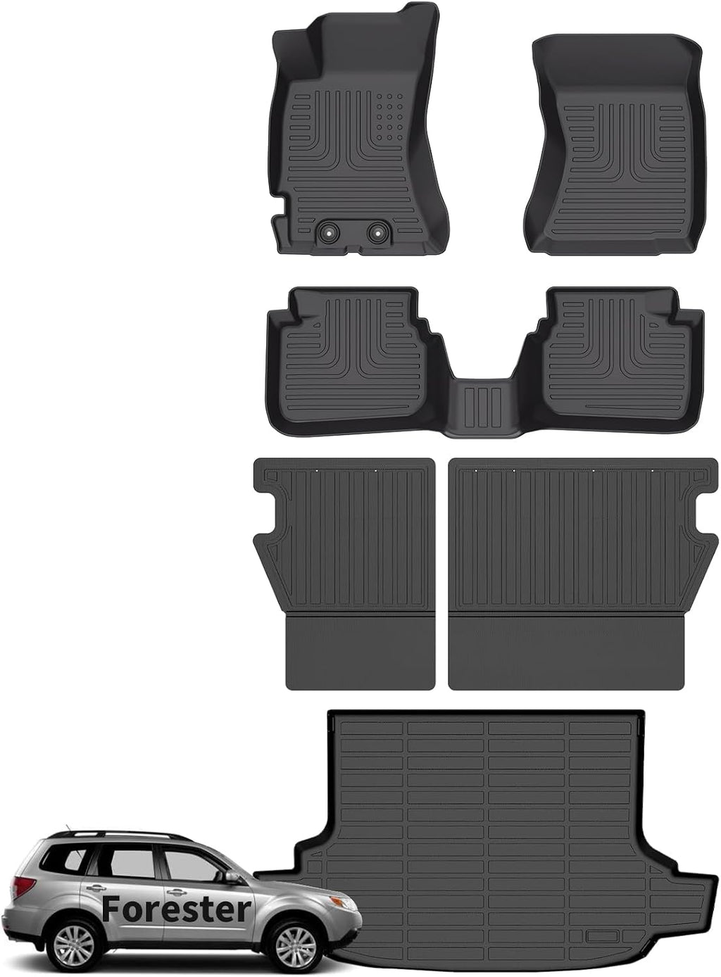 Wayhigh® Floor Mats & Seatback Cargo Liner for Subaru Forester 2009-2013 All Weather TPE Car Mats with SeatBack Floor Liners for Subaru Forester Accessories