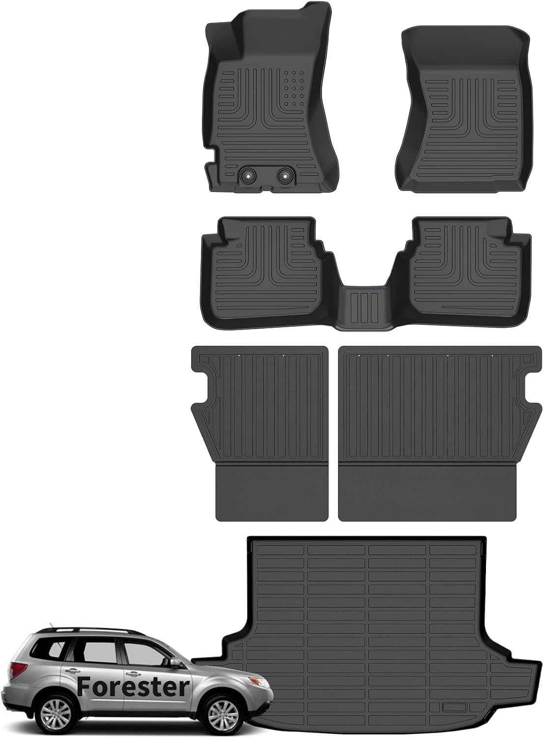 Wayhigh® Floor Mats & Seatback Cargo Liner for Subaru Forester 2009-2013 All Weather TPE Car Mats with SeatBack Floor Liners for Subaru Forester Accessories