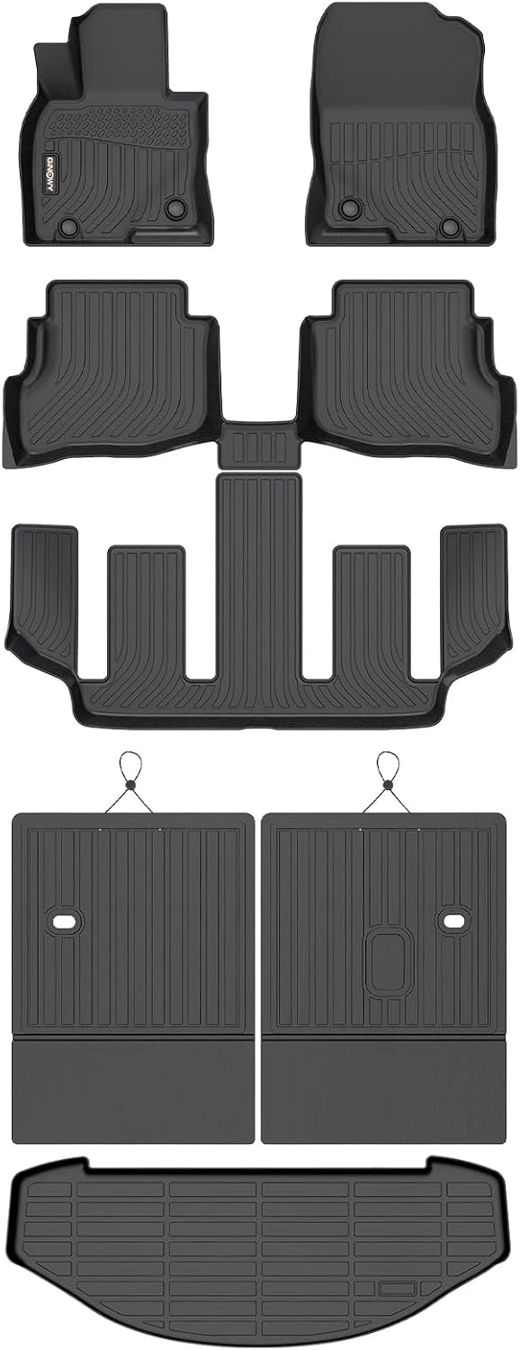 GINOWY-Floor Mats & Cargo Liner Set for Mazda CX9 2020-2023, 6 Passenger (Without Center Console), Bucket Seat, All Weather Car Floor Mats Cargo Trunk Mat Waterproof for Mazda CX-9 Accessories