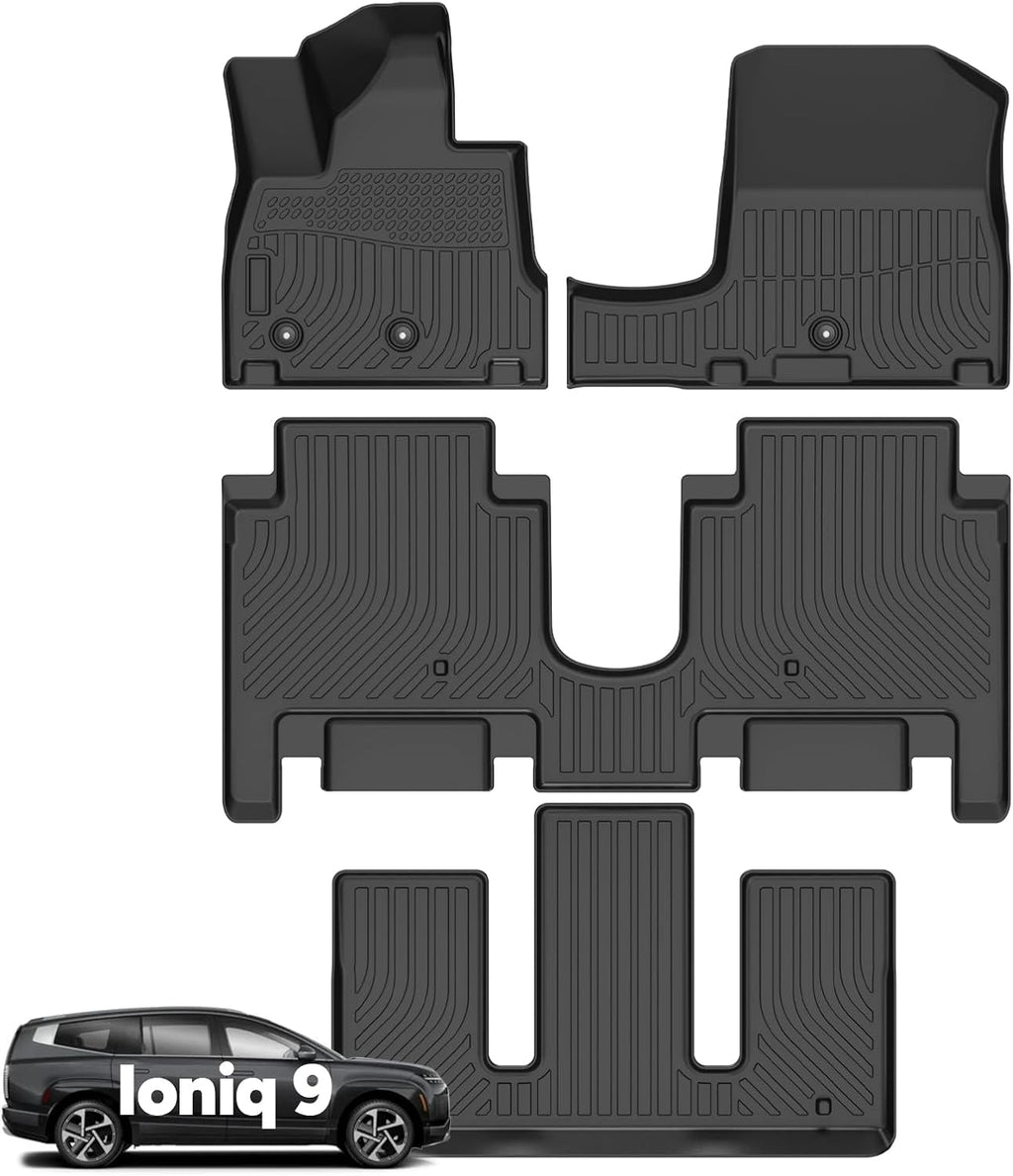 Wayhigh® Floor Mats for Hyundai ioniq 9 2026 6 Seats,(Slide The Front Center Console Back), 2nd Row with Bucket Seat, All Weather TPE Waterproof Heavy Duty, Floor Mats Fit for ioniq 9 Accessories