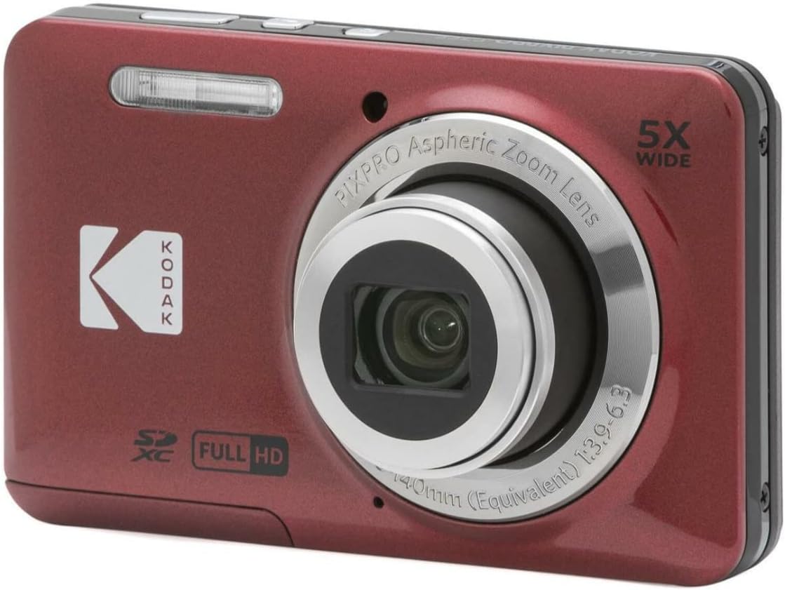 Kodak PIXPRO Friendly Zoom FZ55 Digital Camera (Red) with Hard Case and 32GB SD Card Bundle (3 Items)
