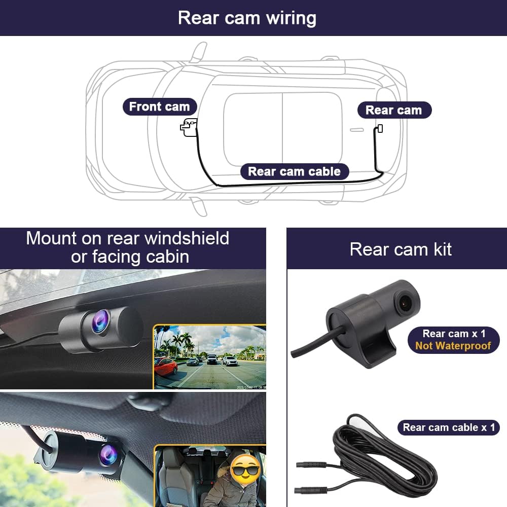 Fitcamx 2160P+Rear 1080P Dash Cam Adapts for Hyundai Palisade 2023-2025 (Part No#S8711) with Auto Dimming, OEM Look, Dual HD Video, WiFi & APP, Loop Recording, G-Sensor, Easy to Use, 128GB Card