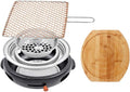 BBQ Barbeque Barbecue Grill,Korean Household Charcoal Grill,Insulated Wooden Tray,Cast Iron Furnace,Indoor Outdoor,4 Styles (Color : C)