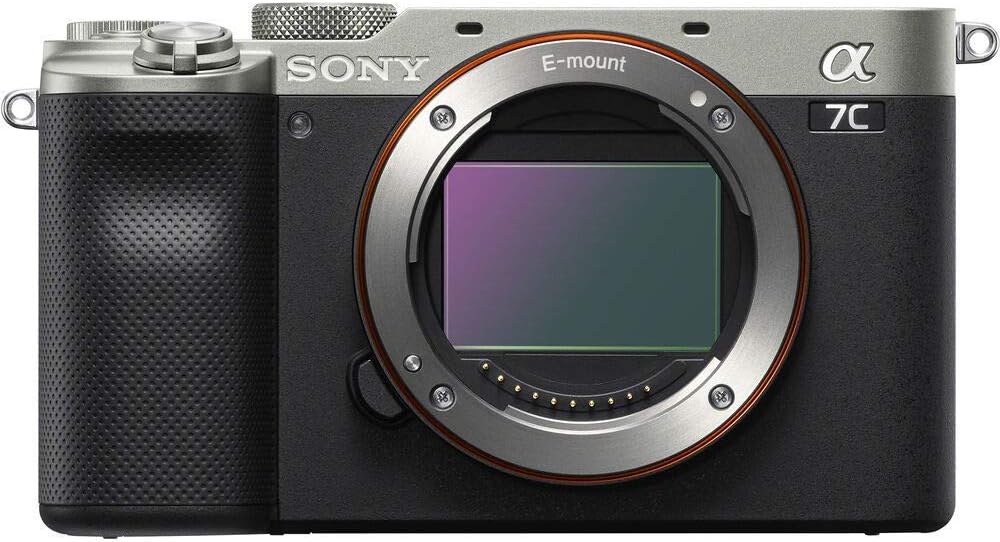 Sony Alpha a7C Mirrorless Digital Camera (Body Only, Silver) (ILCE7C/S) + 64GB Memory Card + 2 x NP-FZ-100 Battery + Corel Photo Software + Case + Card Reader + LED Light + More (Renewed)