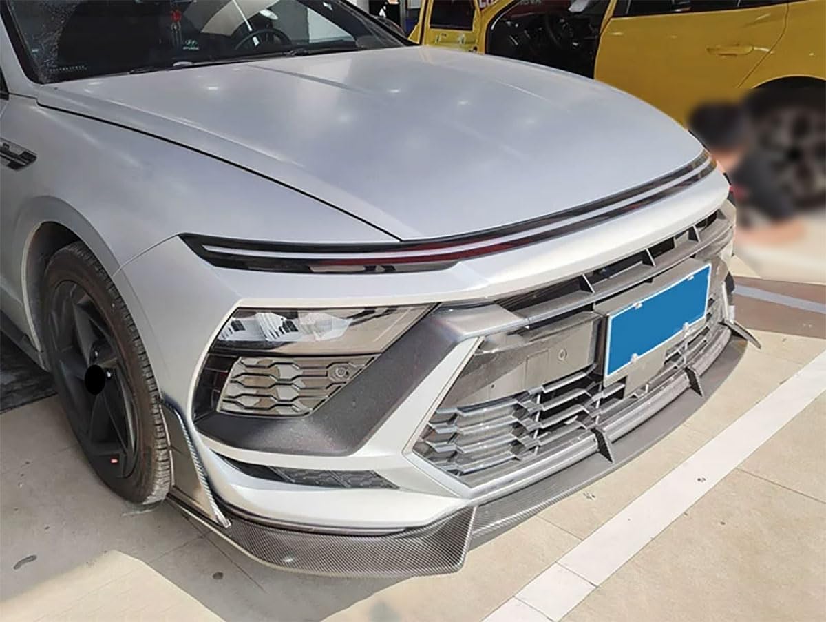 Car Accessories Compatible With Hyundai Sonata 1.5T SE，SEL，SEL Convenience/Hybrid Limited 2024 2025 Front Lip Spoiler Body Kit Spoiler Splitter Molding Cover Trim ABS 3PCS(Carbon Fiber Style)