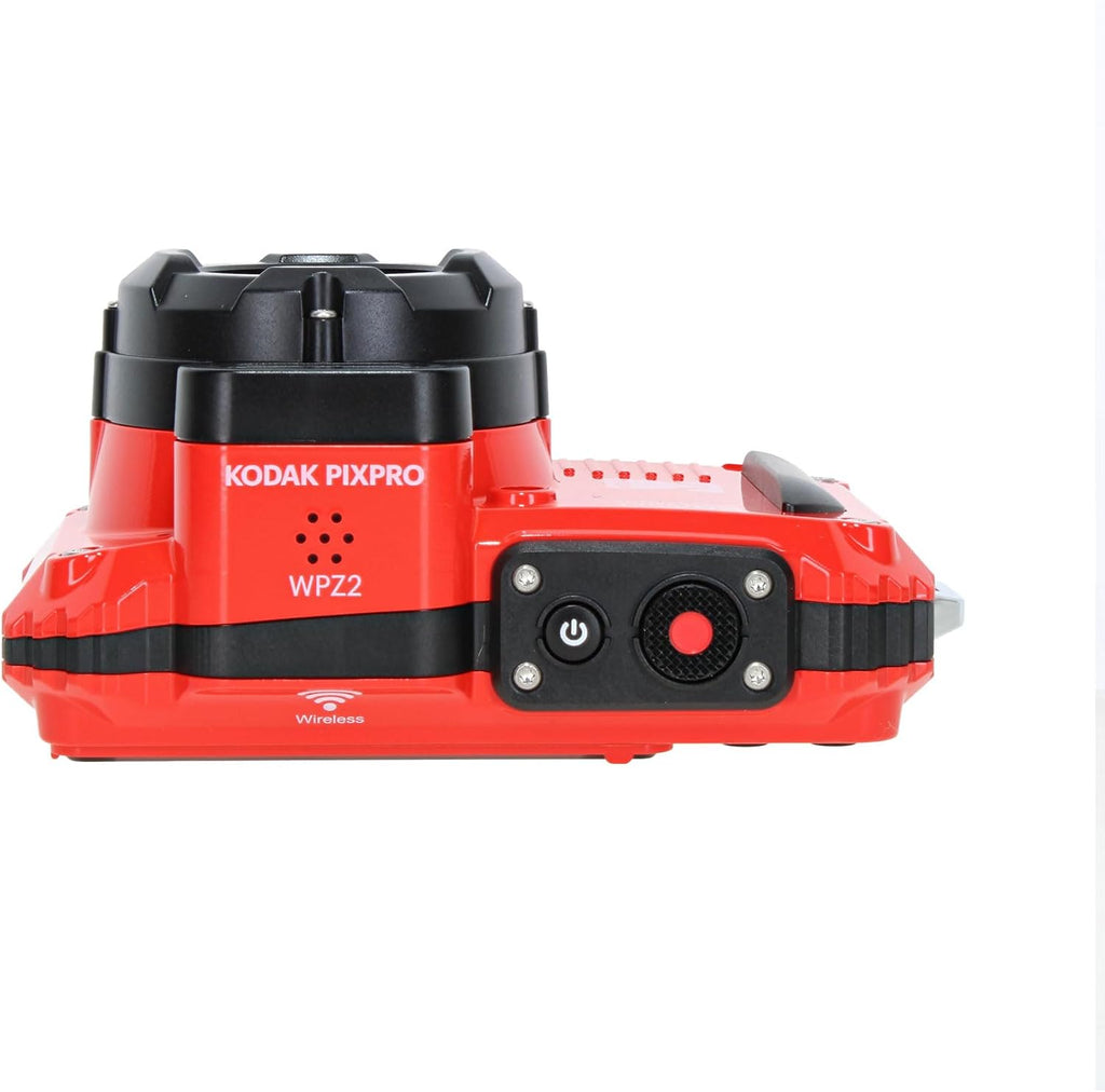 KODAK PIXPRO WPZ2 Rugged Waterproof Shockproof Dustproof WiFi Digital Vlogging Camera 16MP (Red) Bundle with 32GB Memory Card + Vlogger Tripod + Bag + Cleaning Kit + More Accessories
