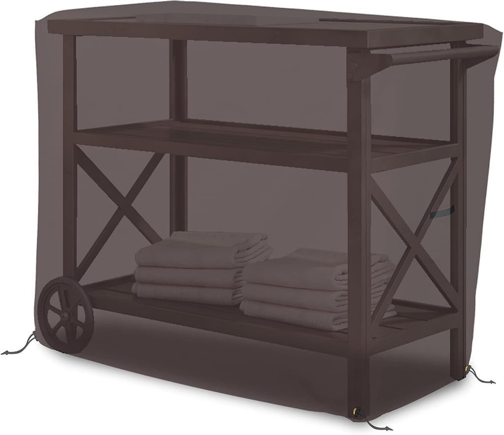 Bar Cart Cover 18 Oz Waterproof 100% Weather Resistant cart Cover with Air Pockets & Drawstring for Sung Fit (34'(H) x 50'(W) x 30'(D), Coffee)