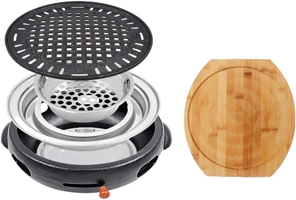 Portable BBQ Grill, Korean BBQ Grill Cast Iron 32cm x 10cm Multicolor Pack of 8 for 4-6 People(C)