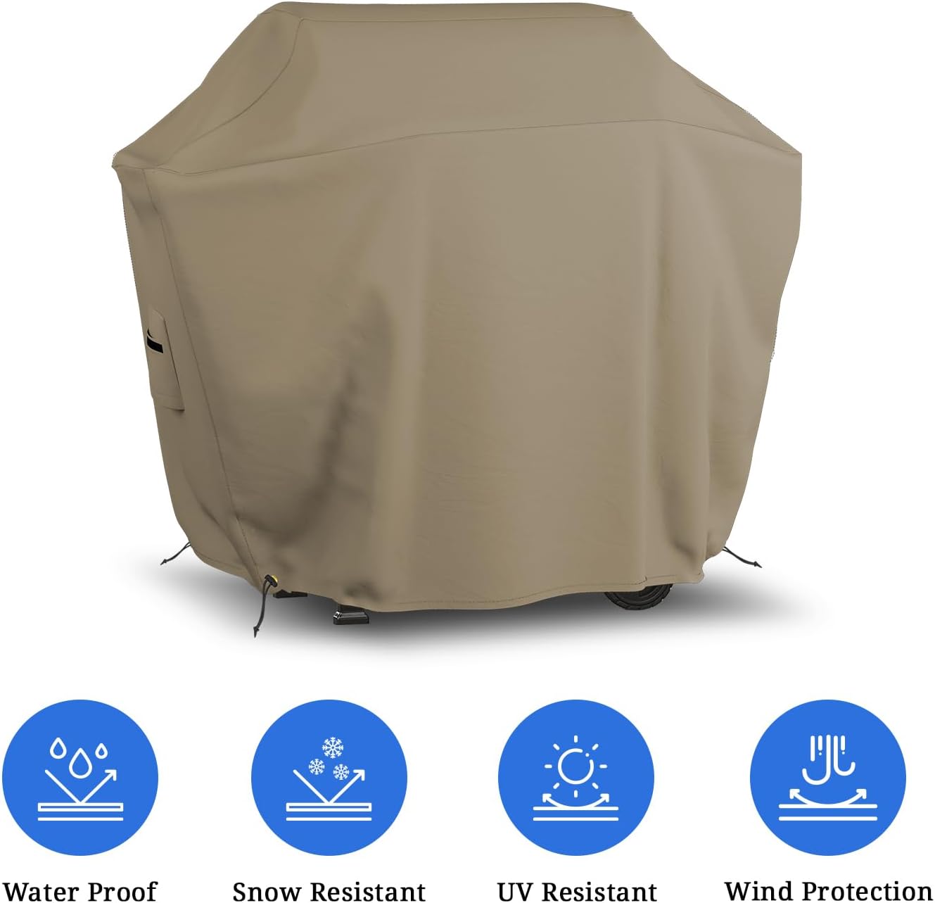Covers & all BBQ Grill Cover, 12 Oz Waterproof UV & Weather Resistant, Outdoor Cover with Air Vents & Drawstrings (50' Inch, Beige)