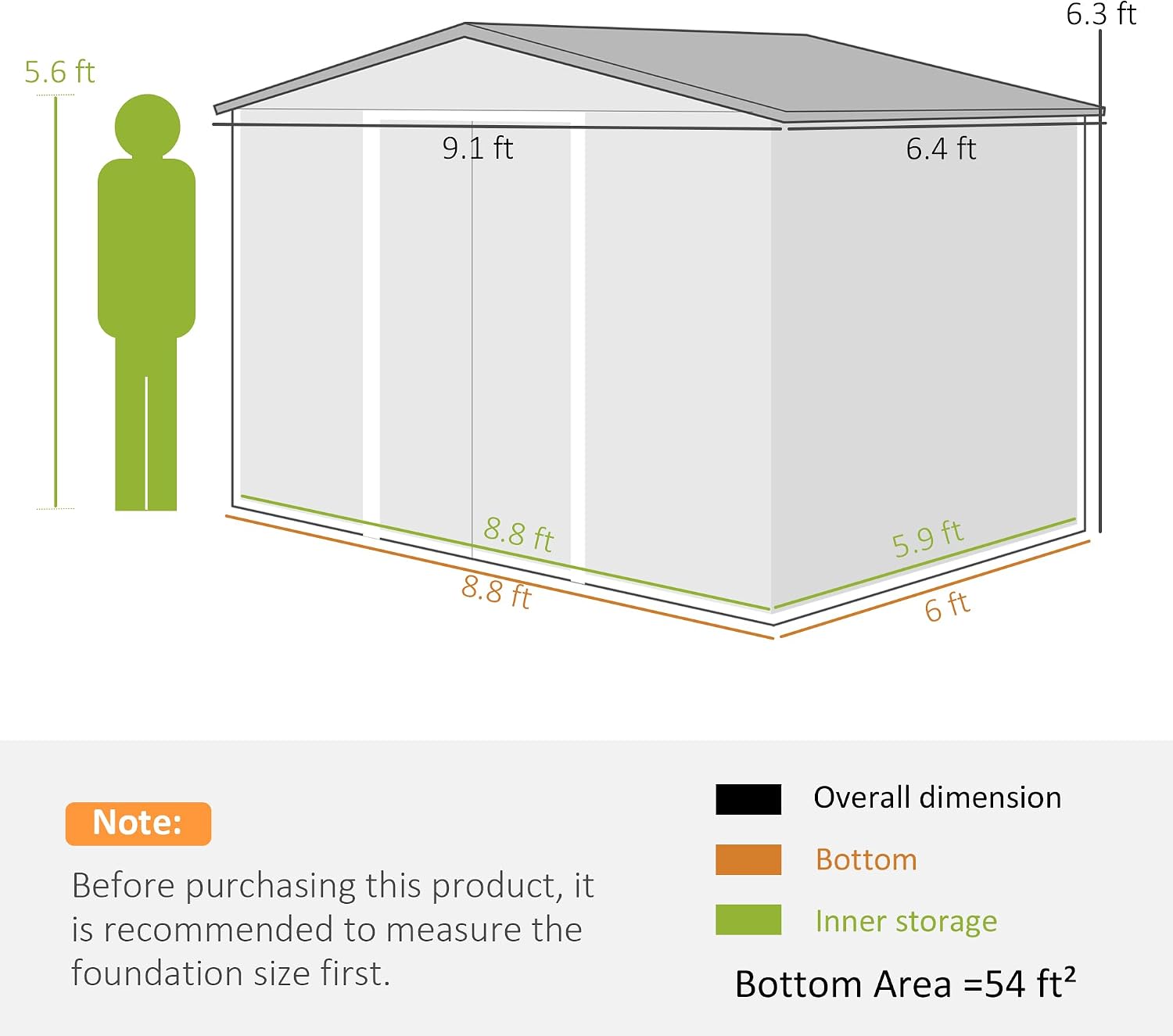 Outsunny 9' x 6' Outdoor Storage Shed, Garden Tool Metal Shed with Foundation Kit, Double Lockable Door, Air Vents and Sloping Roof, for Backyard, Patio, Lawn, Brown