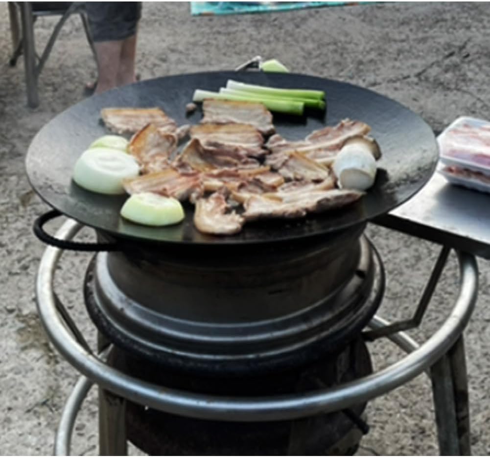 Handmade Korean cast iron cauldron lid sotttukkeong BBQ griddle Camping Outdoor Indoor 17.7 in
