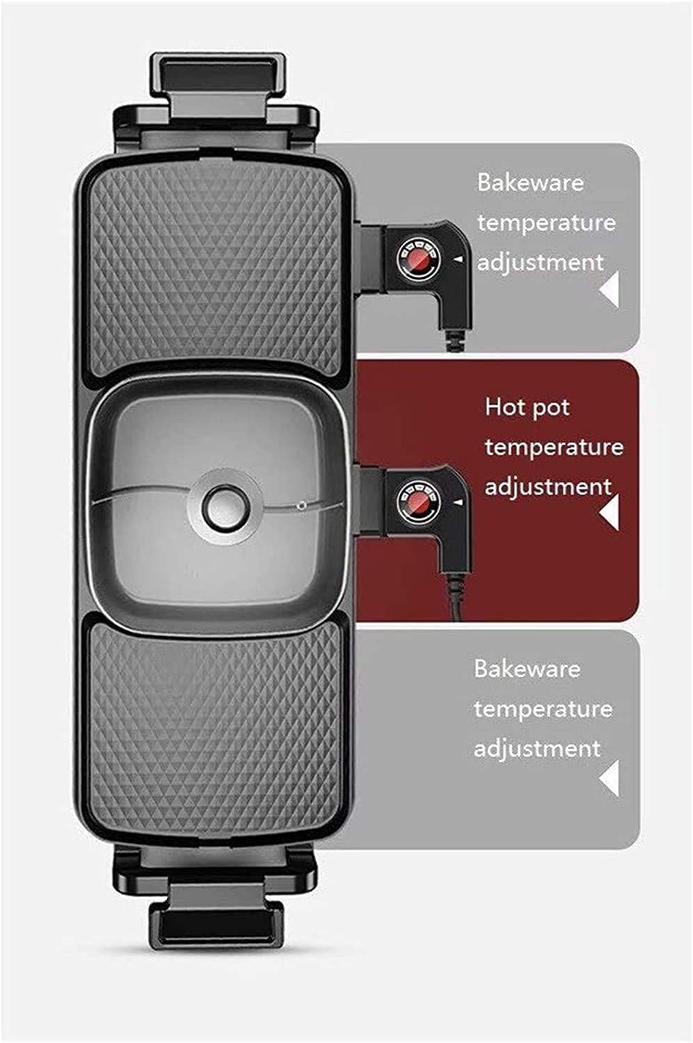 Electric BBQ Grill Indoor Hot Pot 2 in 1 2700W Non-Stick Baking Pan Separate Dual Temperature Control Smokeless Barbecue Machine Suitable for Gatherings