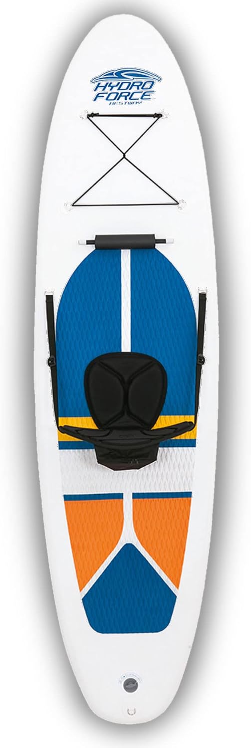 Bestway Hydro-Force White Cap 10' Inflatable Stand Up Paddle Board Kayak Water Set with Aluminum Oar, Hand Pump, and Travel Bag, White