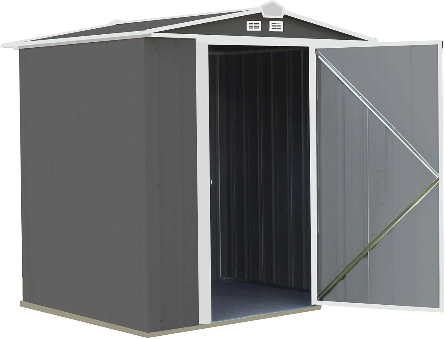 Arrow 6' x 5' EZEE Galvanized Steel Low Gable Shed Charcoal with Cream, Storage Shed with Peak Style Roof