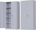 Incbruce 72' H x18 D Patio Metal Storage Cabinet, Outdoor Storage Cabinet with Doors and Adjustable Shelves, Tool Shed for Home, Patio, Office (Grey)