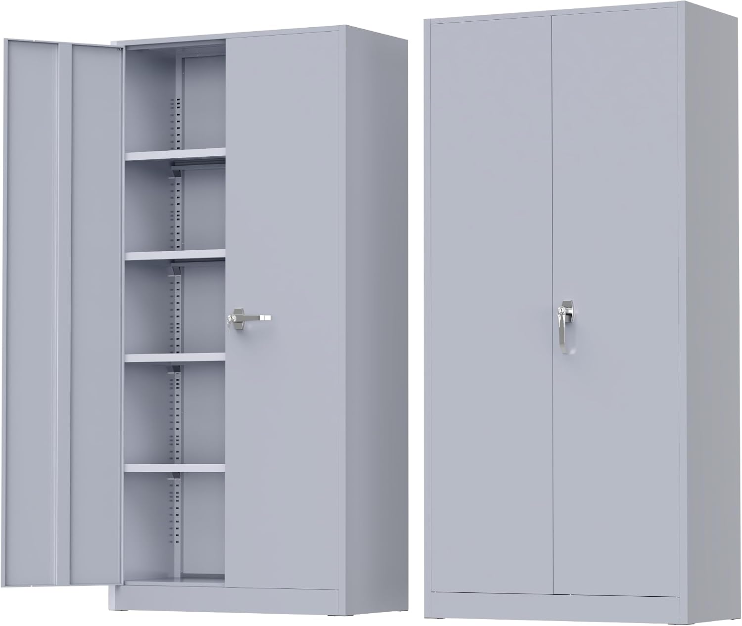Incbruce 72' H x18 D Patio Metal Storage Cabinet, Outdoor Storage Cabinet with Doors and Adjustable Shelves, Tool Shed for Home, Patio, Office (Grey)