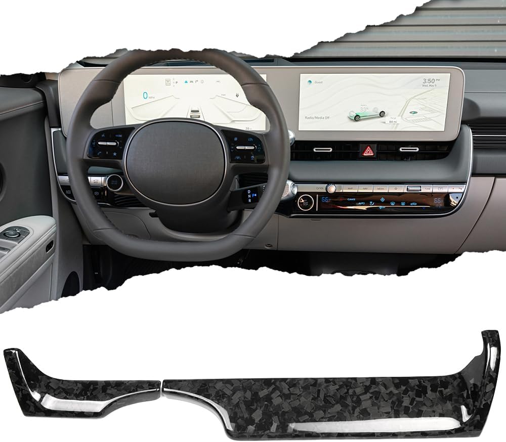 Genuine Carbon Fiber Center Consoles Dashboard Trin for Hyundai Ioniq 5 N Line N NE Limited XRT SEL Long Range 2022 2023 2024 2025 (Forged Carbon)