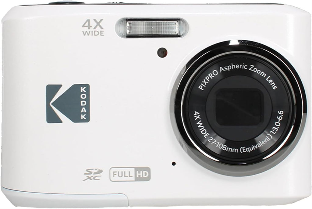 Kodak Pixpro FZ45 Digital Camera (White) Bundle Including: 2X 64 GB Memory Card, Rechargeable Batteries, Camera Case, Flexible Tripod, Card Reader, Card Wallet, Hand Strap, Full Cleaning Kit