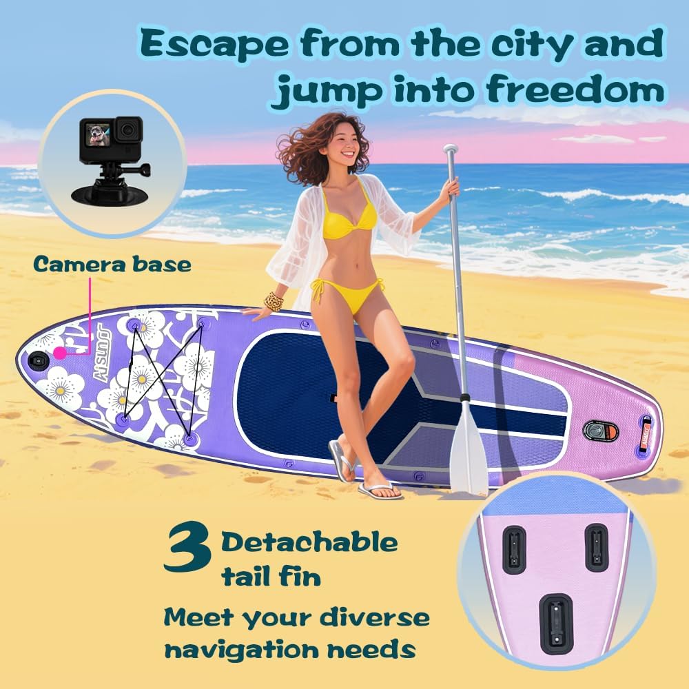 Inflatable Paddle Board for Adult, Paddle Board for All Skill Levels, Wide SUP Board with Primium Accessories Include SUP Carry Bag, Hand Pump, 10L Waterproof Bag