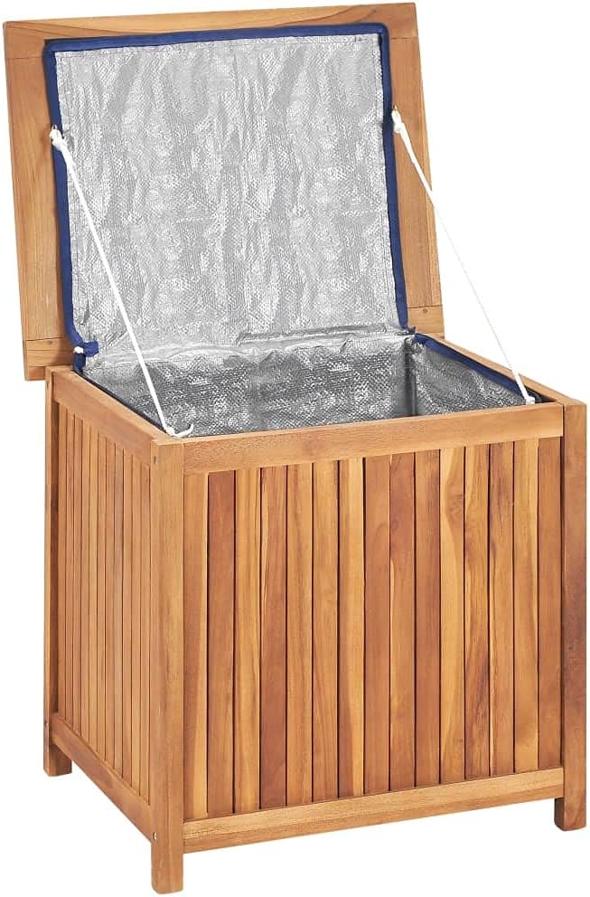 vidaXL Solid Teak Wood Patio Storage Box - Rustic Design, Ample Storage Space, Water-Resistant Lining, Easy Assembly - Ideal for Indoor and Outdoor Use - Brown