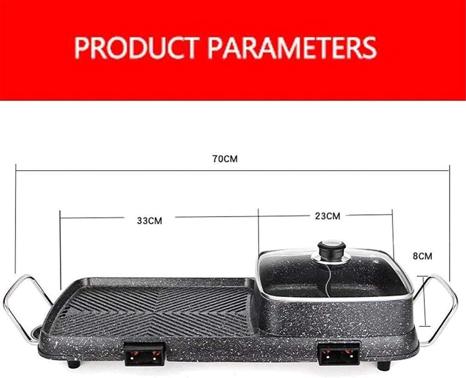 Electric BBQ Grill Indoor Portable Electric Grill, Electric Barbecue Grill Indoor Hot Pot Chafing Dish, Large Capacity Household Multifunctional Non-Stick Pan Electric Cooker for 2200W for Hom