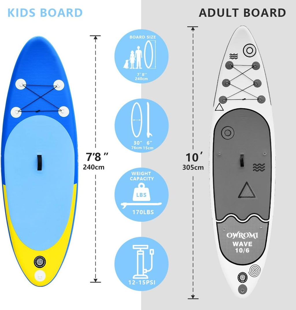 Kids Stand Up Paddle Board with Inflatable SUP Accessories, Non-Slip Comfort Deck Inflatable Paddle Board for Kid, Durable, Lightweight Fin for Youth & Kids