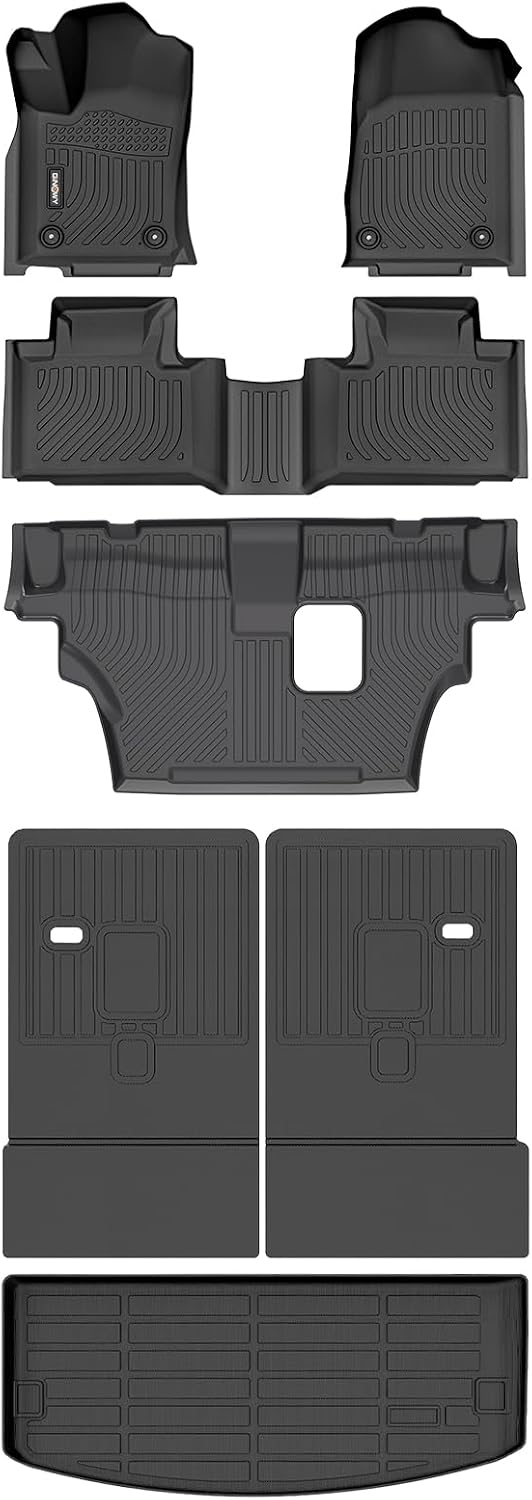 GINOWY-Floor Mats & Cargo Liner for Dodge Durango 2016-2026 (Only for 7 Seats), TPE All Weather Car Floor Mats Durango Cargo Liner Trunk Mat Durango Trunk Liner, Waterproof Durango Accessories