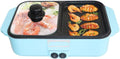 Hot Pot Electric with Grill, 2 in 1 Indoor Non-Stick for Steaks, Shabu Shabu, Noodles, Simmer and Fry, Korean BBQ Grill, Independent Dual Temperature Control,A