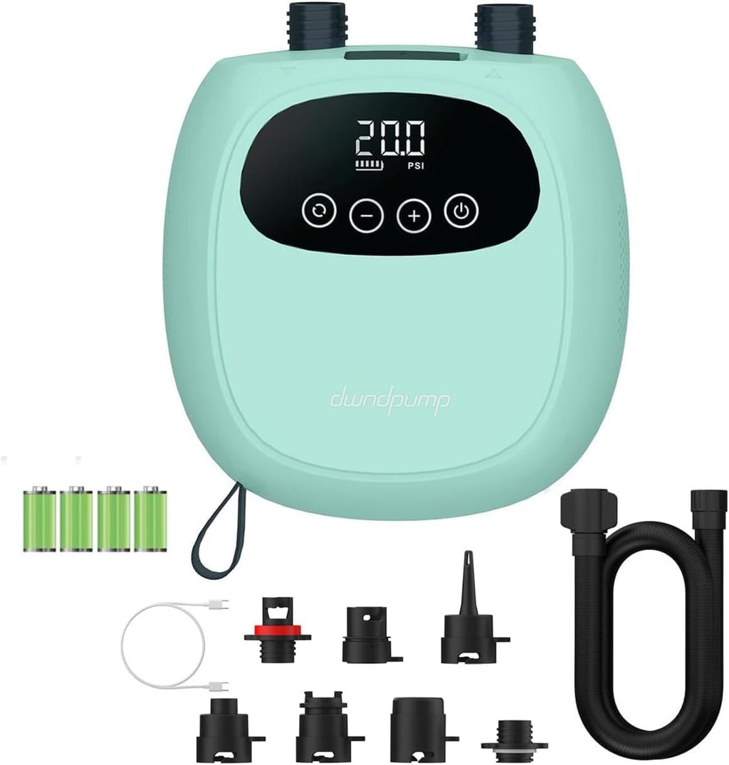 dwndpump Electric Paddle Board Pump, Rechargeable 20PSI SUP Pump, Dual-Stage Inflation and Deflation Sup Air Pump, Portable Electric Pump for Kayaks, Wind Wings, SUPs