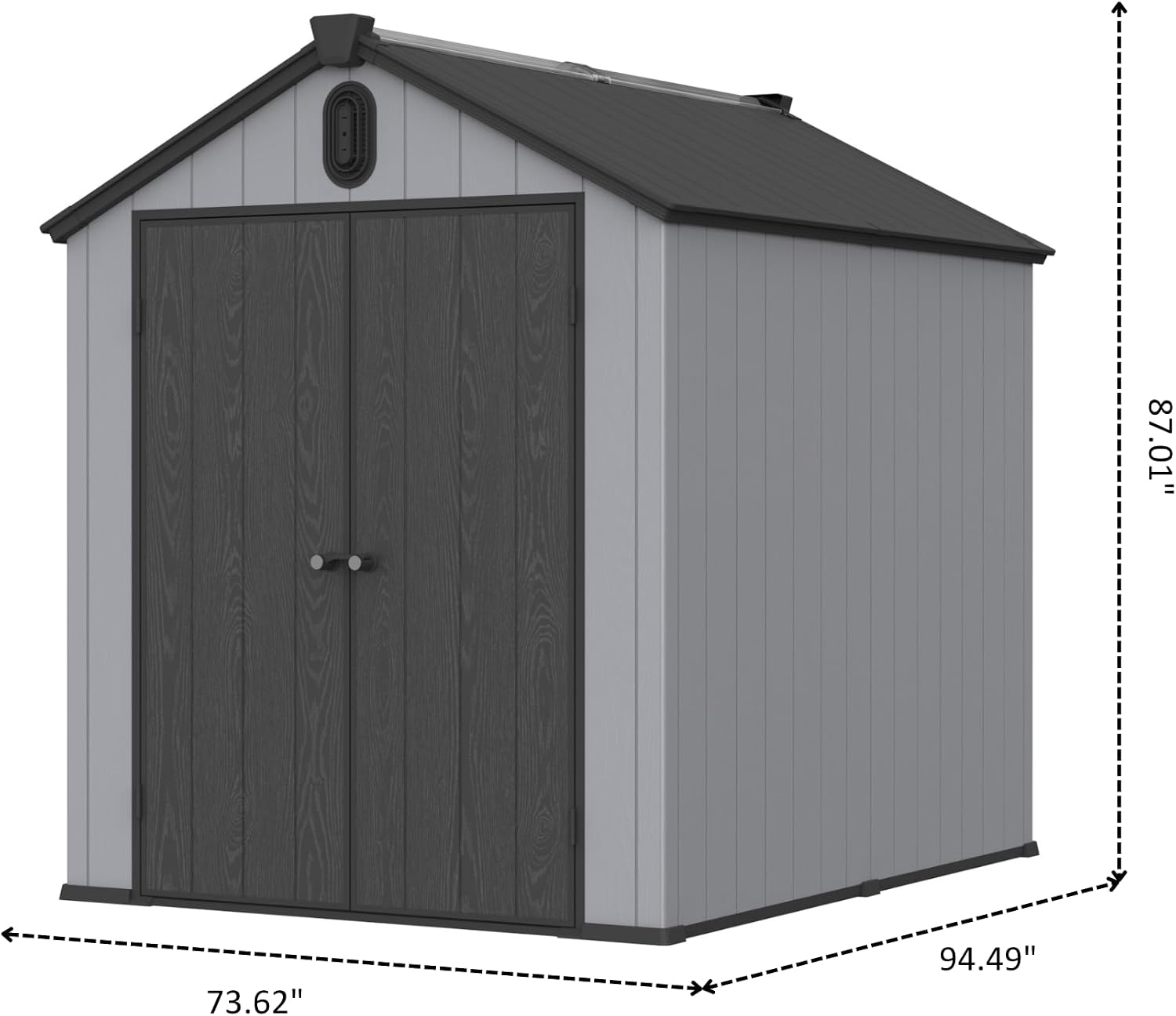 YOPTO 6x8 FT Outdoor Storage Shed with Hinge Door,Window & Air Vent,Outdoor Plastic Tool House W/Waterproof Tilted Roof,Heavy Duty Stroage Unit for Backyard,Patio,Lawn,Garden,Grey+Black