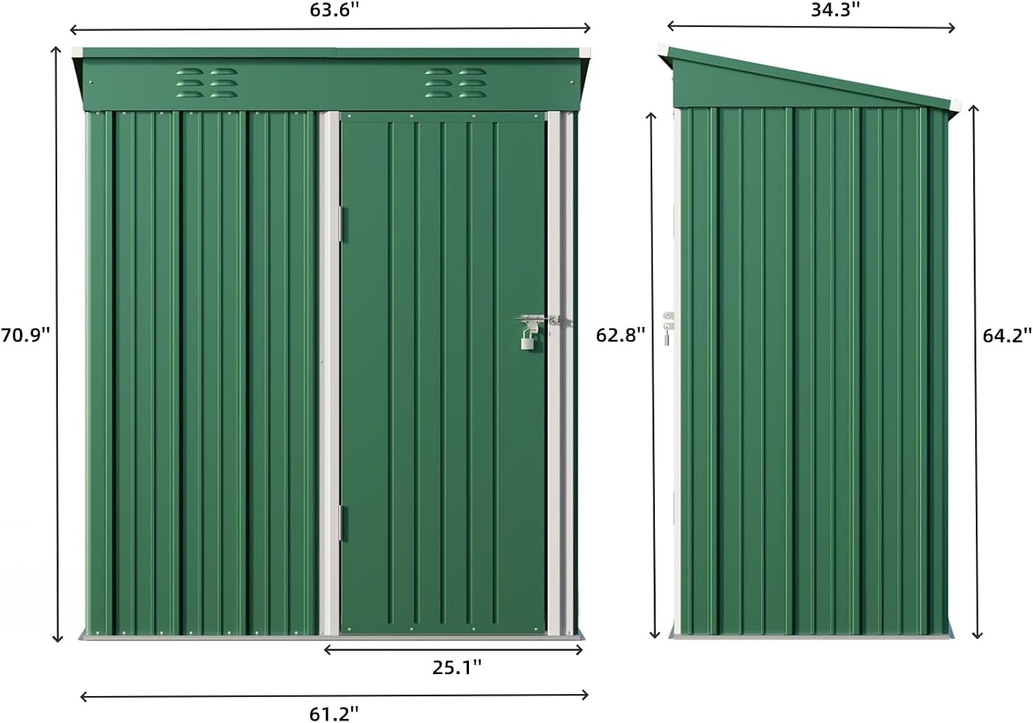 Bealife 5' x 3' Outdoor Storage Shed Clearance, Metal Outdoor Storage Cabinet with Single Lockable Door, Waterproof Tool Shed, Backyard Shed for Garden, Patio and Lawn(Green)