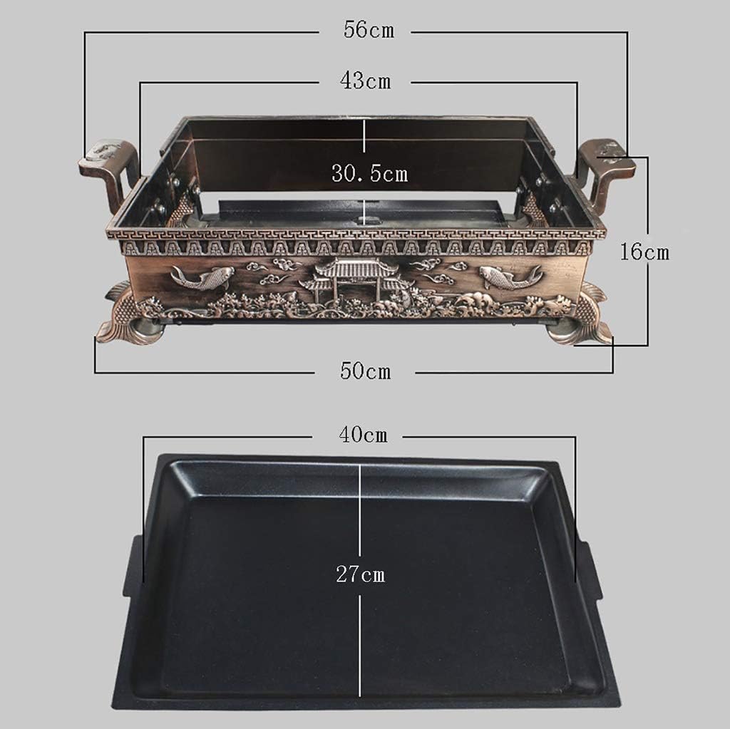 BBQ Barbeque Barbecue Grill,Korean Smoke-Free Alcohol Charcoal Grill,BBQ,Antique Copper Fish Grill,Maifan Stone Non-Stick Coating (Color : B)