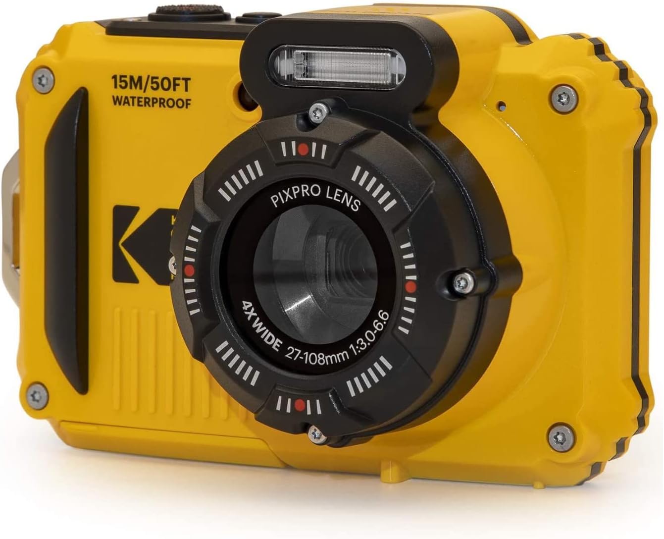 Kodak PIXPRO WPZ2 Rugged Waterproof 16MP Digital Camera with 4X Zoom (Yellow) Bundle with Case and 32GB MicroSD Card (3 Items)