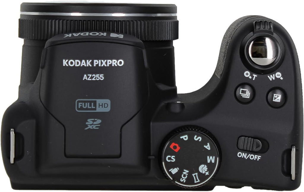 Kodak Pixpro AZ255 Digital Camera in Black (AZ255BK) Bundle Including: 128 GB Memory Card, Rechargeable Batteries, Case, Flexible Tripod, Neck Strap, Lens Caps, Full Cleaning Kit, More Accessories