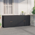 Black Modern Outdoor Garden Storage Cabinet Deck Box 78' x 31.5' x 21.9' Poly Rattan & Steel