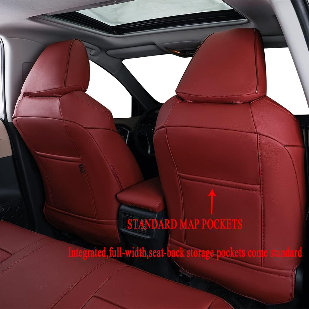 EKR Elantra Seat Covers Custom Fit for Hyundai Elantra SE/SEL/Value Edition/Eco/SE Value Edition 2017 2018,Leather Car Seat Cover Full Set -Faux Leather(Burgundy)