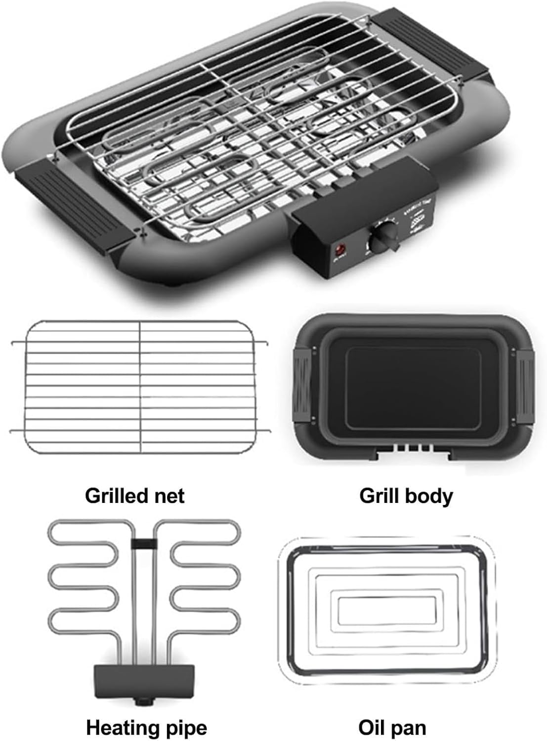 2000W Electric BBQ Grill, Smokeless Non-Stick Table Top Griddle with Removable Drip Tray, 7 Levels Temp Adjustable, Non-Stick Coating Structure and Easy to Clean, for Family Dinner, Party