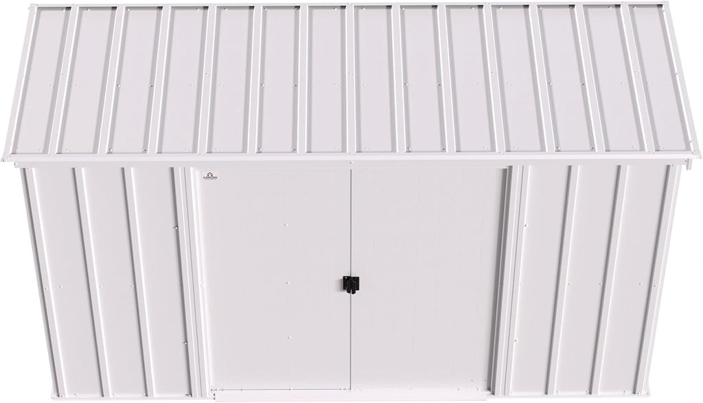 Arrow Classic 10' x 4' Outdoor Padlockable Steel Storage Shed Building, Flute Grey