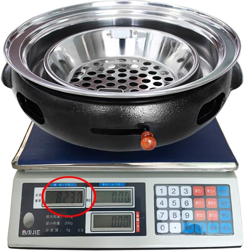 BBQ Barbeque Barbecue Grill,BBQ,Round Flat Mesh,Korean Smoke-Free Household Charcoal Grill,Indoor and Outdoor Barbecue Grill,34.5cm (Color : A)