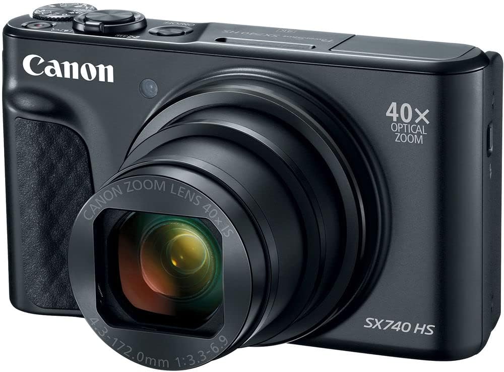 Canon PowerShot SX740 HS Digital Camera (Black) (2955C001), 2 x 64GB Memory Card, 3 x NB13L Battery, Corel Photo Software, Charger, Card Reader, LED Light, Soft Bag + More