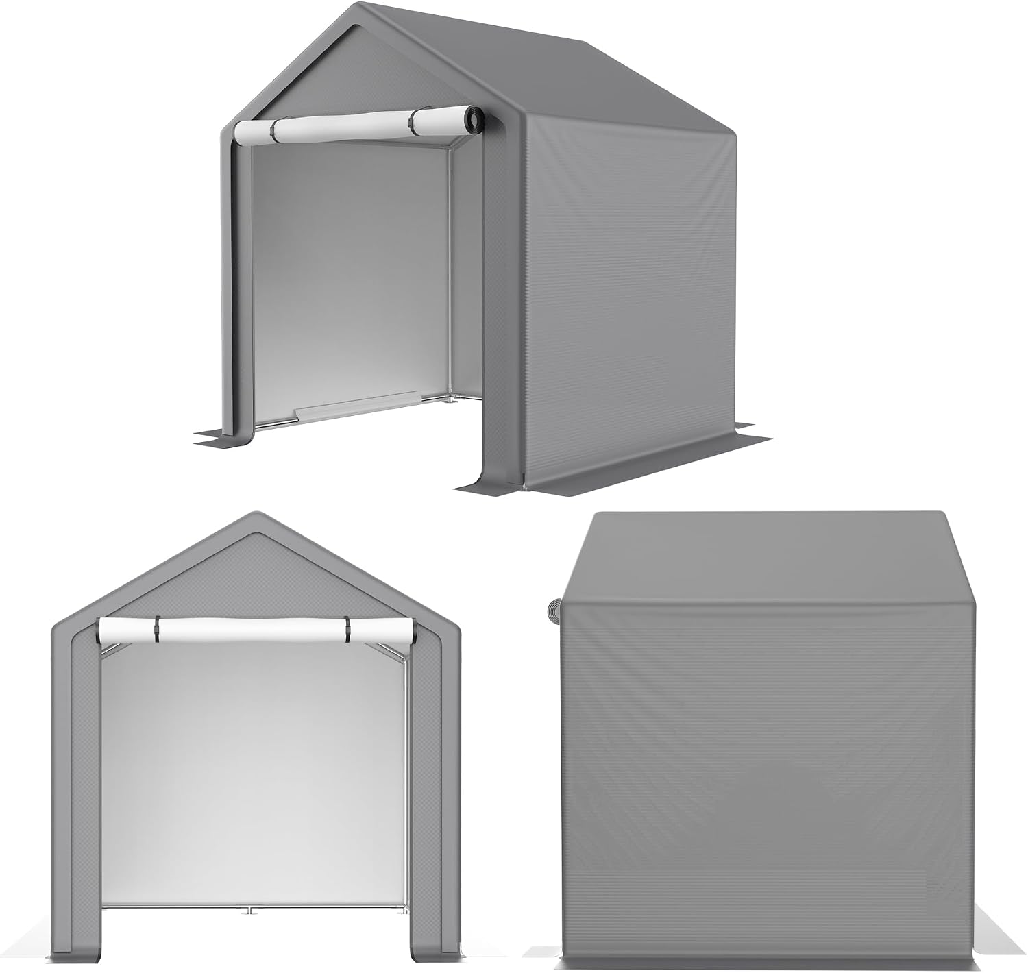 6 x 6 ft Portable Outdoor Storage Tent Shelter Shed, Heavy Duty Storage Tent with Roll-up Doors Shelter for Garden Tool, Lawn Mower, Motorcycleand, Bike - Gray
