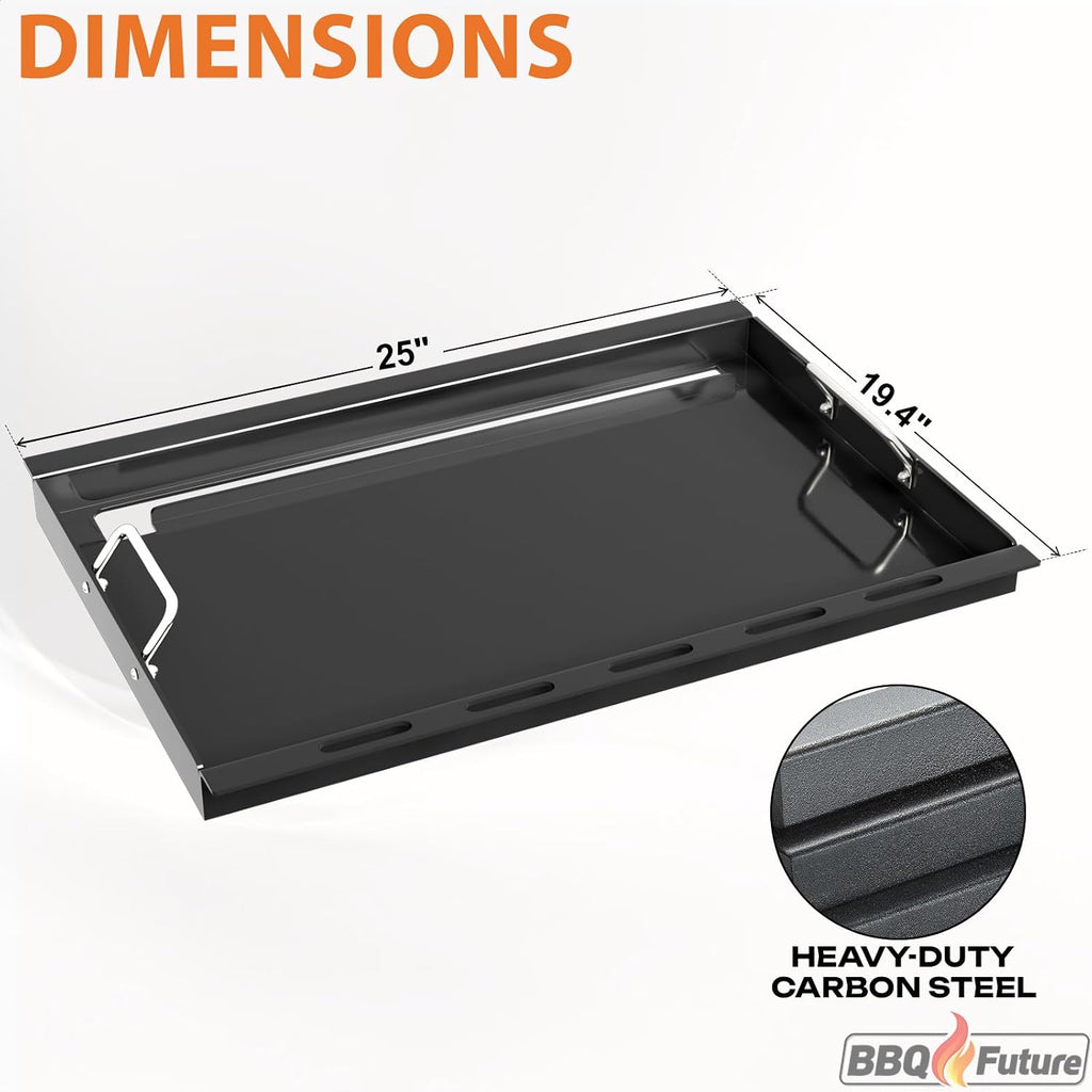 Full Size Griddle Insert for Weber Genesis 300 Series Gas Grills, 7524 Flat Top Grill Griddle Insert with Handles for Weber Genesis E310 E320 S330 EP310 EP320 EP330 CEP-310 Series, Carbon Steel