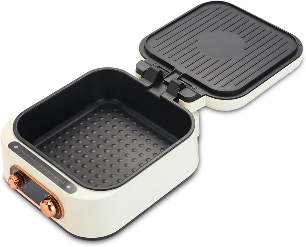 Electric Smokeless Grill Hot Pot, 2.5L Portable Nonstick Multicooker for 1-3 Persons, 1800W Korean Barbecue Grill Indoor, Honeycomb Texture Travel Electric Skillet, for Hotpot KBBQ, Barbecue & Grill