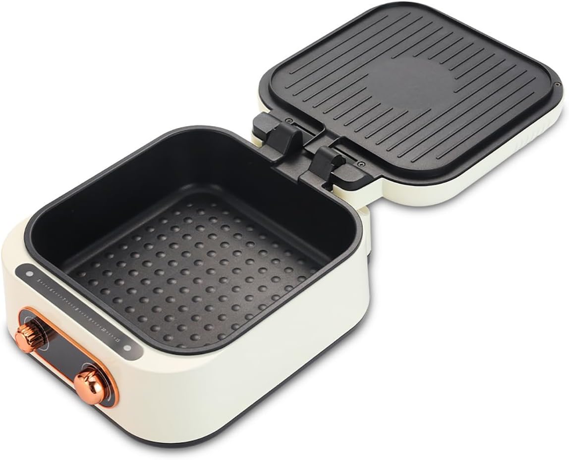 Electric Smokeless Grill Hot Pot, 2.5L Portable Nonstick Multicooker for 1-3 Persons, 1800W Korean Barbecue Grill Indoor, Honeycomb Texture Travel Electric Skillet, for Hotpot KBBQ, Barbecue & Grill
