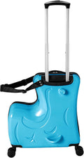 20Inch Kid Ride Suitcase, Kids Travel Suitcase with Lock & Safety Belt, Portable Children's Travel Trolley Case, Ride On Suitcase for Kids Aged 3-6 Years Old
