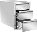 Outdoor Kitchen Drawers 16Wx23Dx21H Stainless Steel Flush Mount BBQ Triple Drawers for Outdoor Kitchen Island, or Patio Grill Station