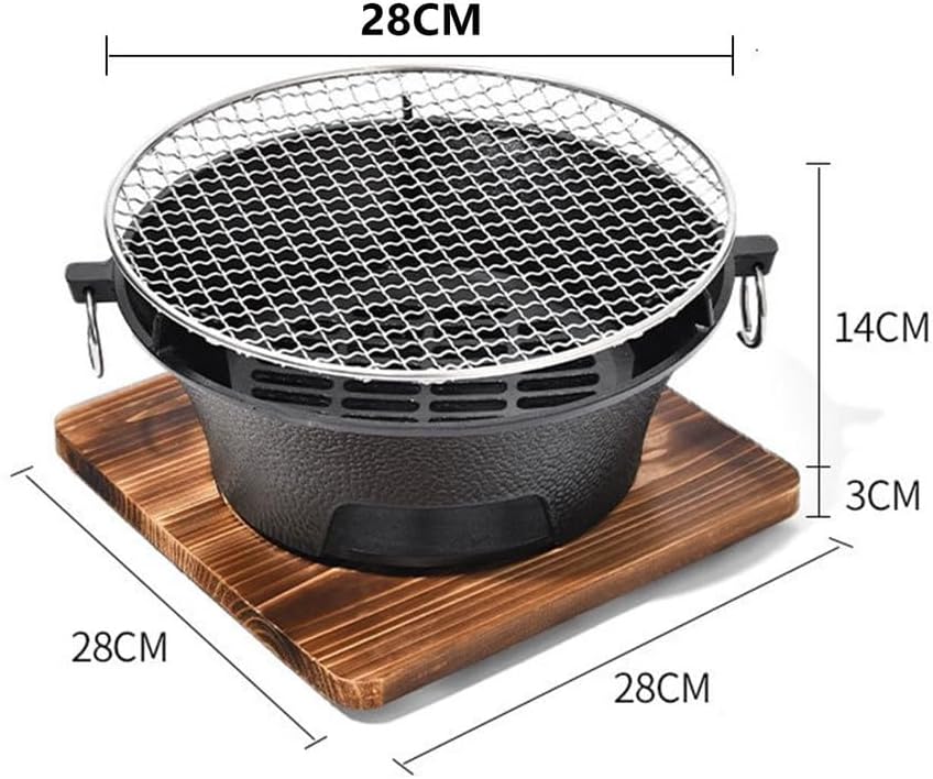 AIZYR Small Charcoal Grill Korean BBQ Grill, Portable Camping Charcoal Stove Easy to Assemble for Outdoor Picnics Backyard Beach,28cm